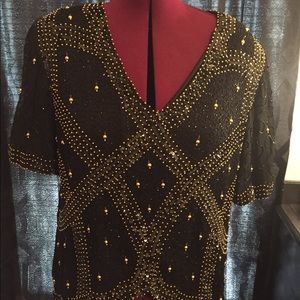 Vintage black and gold blouse